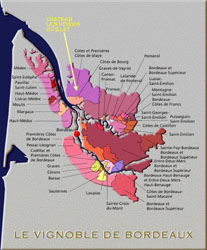 Carte du vignoble de Bordeaux